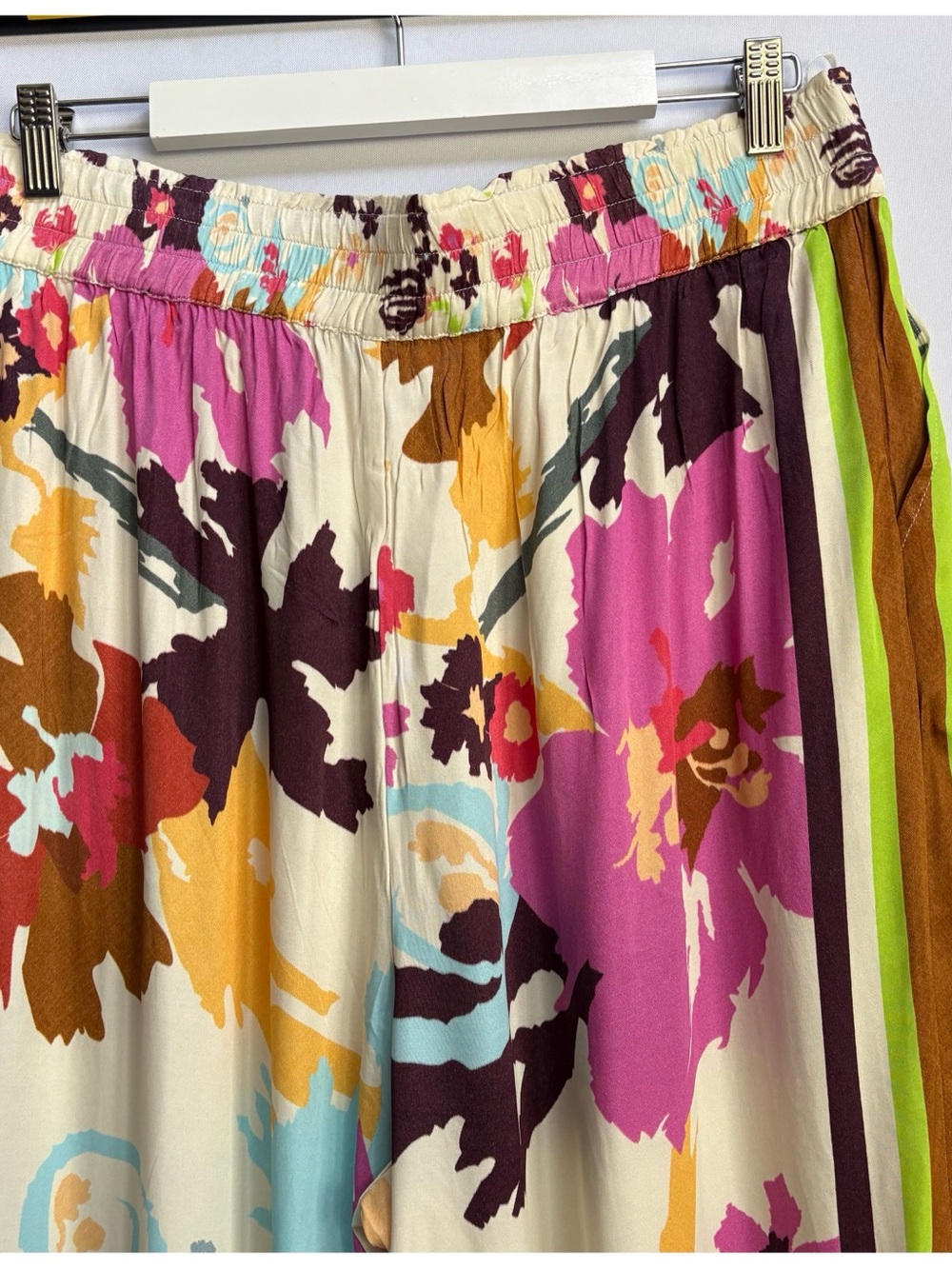 NWT Anthro Conditions Apply Imara Satin Vibrant Floral Print Wide-Leg Pants , XL - Picture 11 of 11
